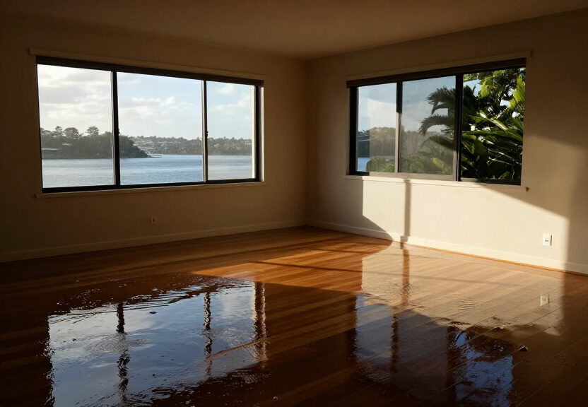 Water-damaged wall in Ashbury home before drying