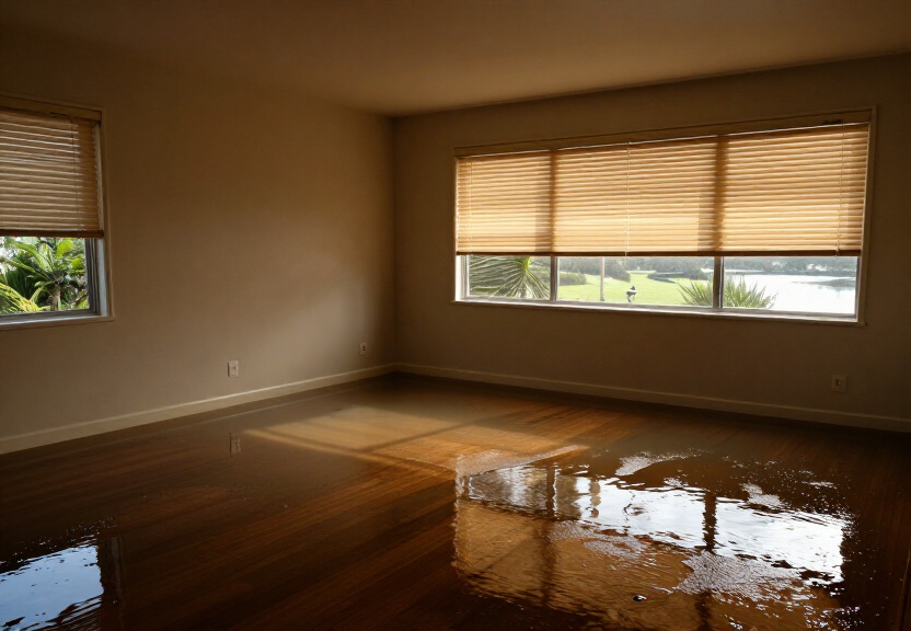 Moisture-damaged subfloor in Ashbury property before treatment